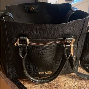 Steve Madden Black Satchel with Gold Accents